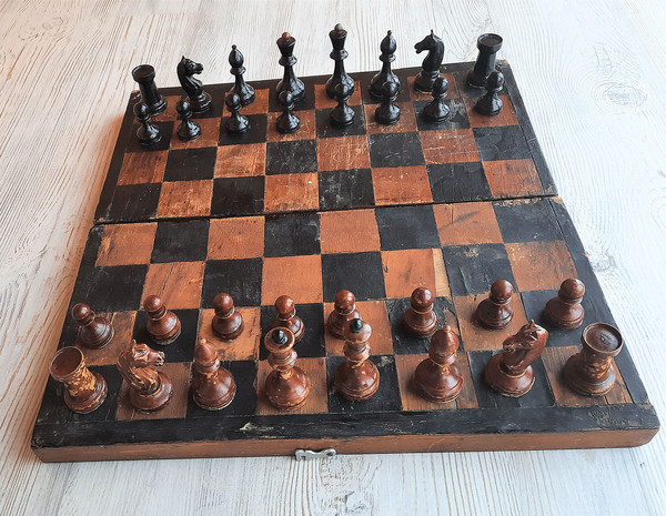very old russian chess set vintage