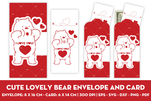 Cute lovely bear envelope and card cover.jpg