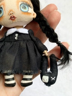 Wednesday Addams Handmade doll Gothic, Rag, heirloom, Play - DailyDoll Shop