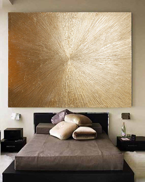 Gold Leaf Painting Canvas Art Large Wall Art Gold Wall Decor