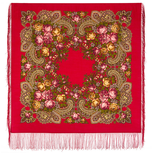 red original pavlovo posad shawl wrap size 89x89 cm 779-3