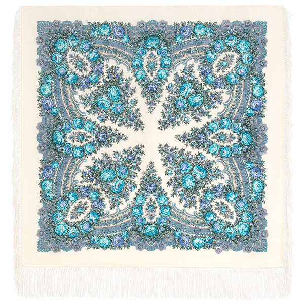 white winter pavlovo posad warm shawl wool wrap size 89x89 cm 1960-4