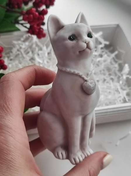 Cat with pendant soap in hand