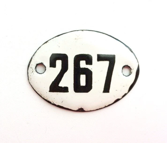 address number plate 267 door sign vintage