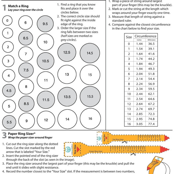 Ring Size Chart Printable  Printable ring size chart, Ring sizes
