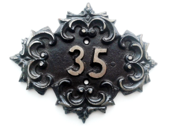 35 apartment metal number plaque vintage
