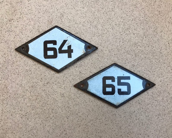 64 apartment door number plate sign 65