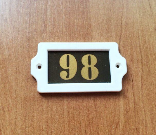 98 apartment number sign vintage plastic