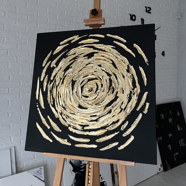 Gold Leaf Abstract Painting 60x60 inches