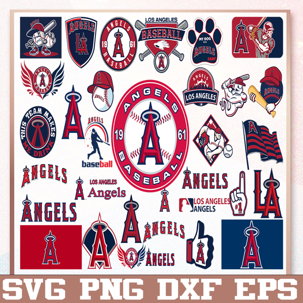 Bundle 31 Files Los Angeles Angels Baseball Team SVG ,Los An