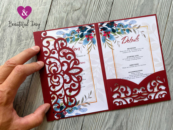 DIY classic 5x7 pocket wedding invitation template svg - Inspire Uplift