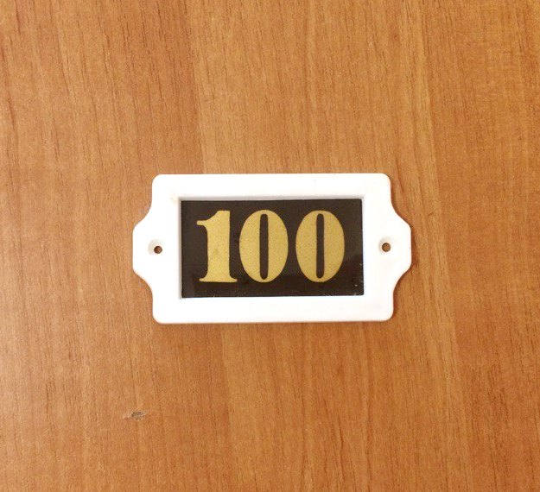 100 address door number sign plastic vintage