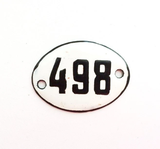 498 apt number door sign vintage