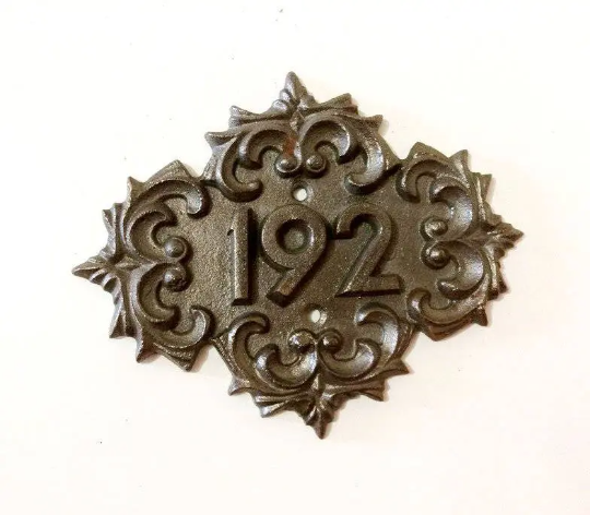 192 address door number plaque cast iron