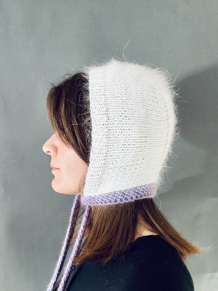 mink angora wool knitted bonnet hat with stripes00.jpg