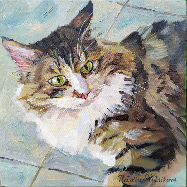 Cat portrait painting - view more Animals & Creatures artwork