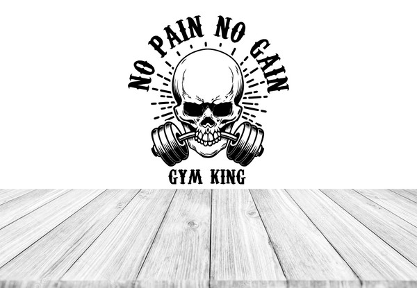 no pain no gain sticker bodybuilder gym workout fitness crossfit coach sport muscles skull