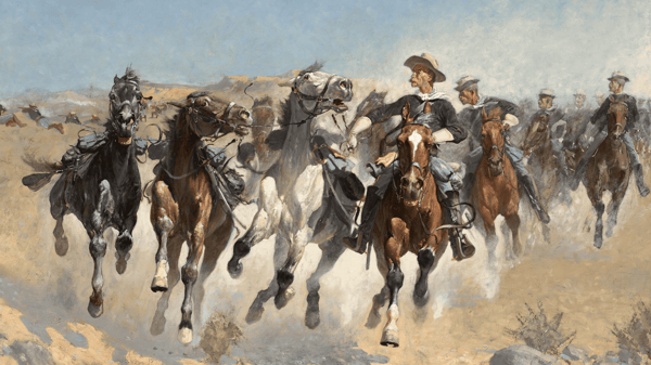 The Fourth Troopers Moving the Led Horses (1890) by Frederic Remington..png