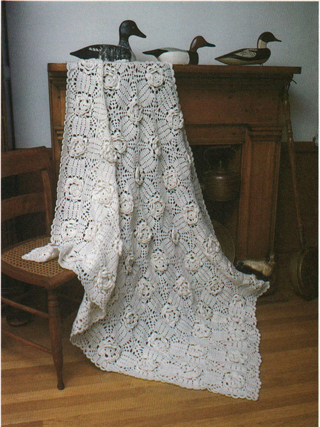 rose afghan vintage crochet pattern