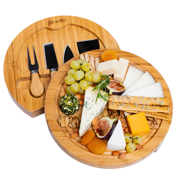 Bamboo Cheese Board And Knife Set - Round Cheese Board with Cutlery Set.jpg