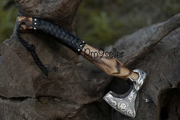 Custom Handmade Viking Axe Carbon Steel Hatchet Valhalla Axe Gift For Him 1.jpg