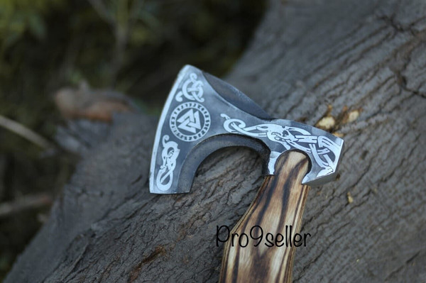 Custom Handmade Viking Axe Carbon Steel Hatchet Valhalla Axe Gift For Him 7.jpg