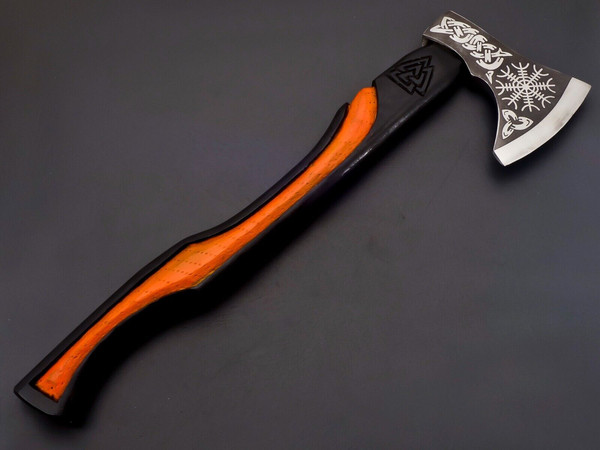 GROOMSMEN GIFT Custom Handmade Carbon Steel Engraved Viking Axe Anniversary Gift 3.jpg