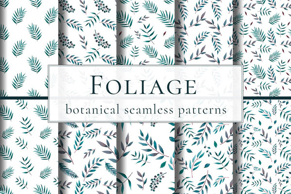 Botanical seamless pattern set