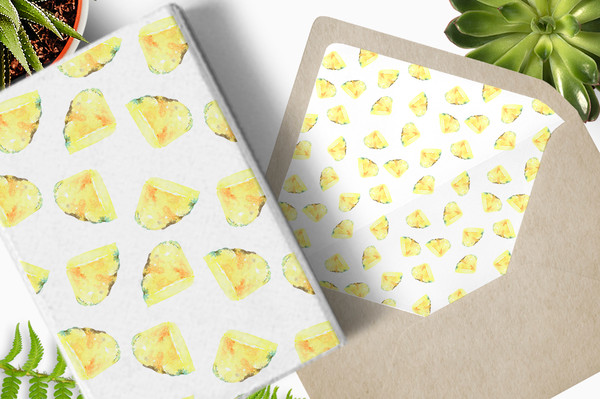 pineapple tropical pattern envelope and book