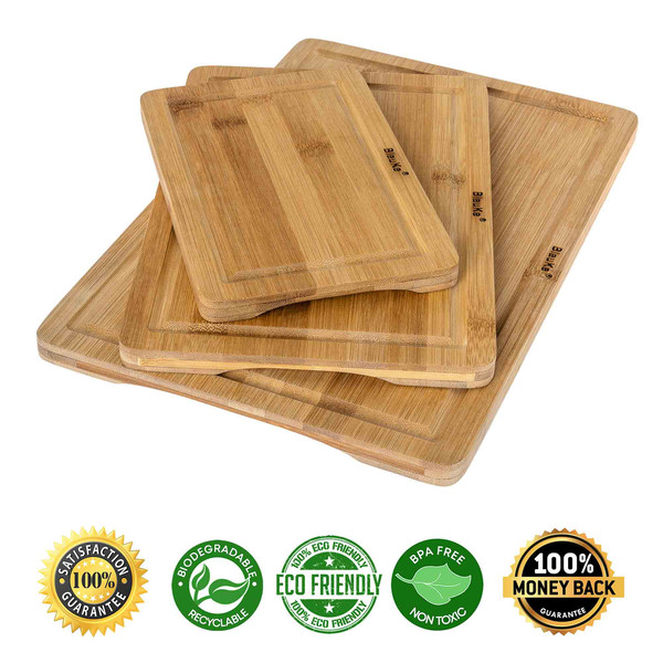 Extra Large Bamboo Cutting Boards, (Set Of 3) Chopping Boards With Juice  Groove Bamboo Wood Cutting Board Set Butcher Block