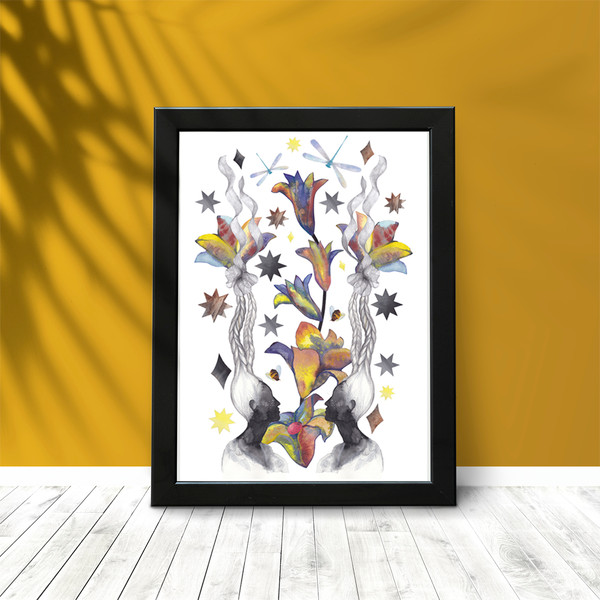 floral-drawing-digital-illustration-flowers-design-poster-postcard-paper-fabric-decor-yellow-wall