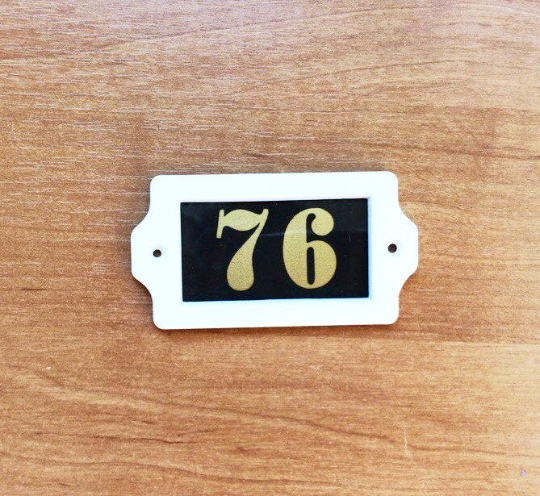 vintage 76 address number sign plastic