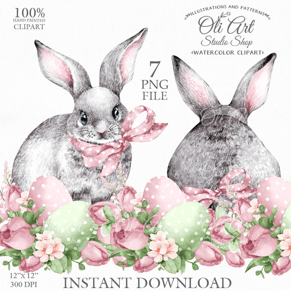 Watercolor easter bunny clipart.JPG