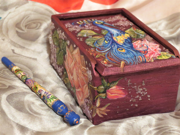 wooden custom russian jewelry box hand painted
