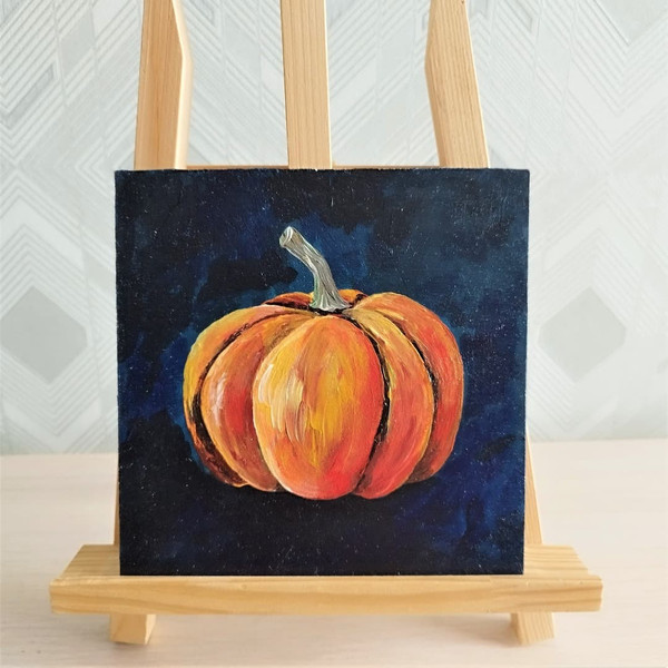 Acrylic-pumpkin-painting-impasto-framed-art-decor-kitchen-wall.jpg