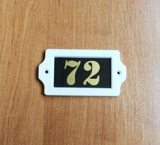 address number 72 apt door sign vintage