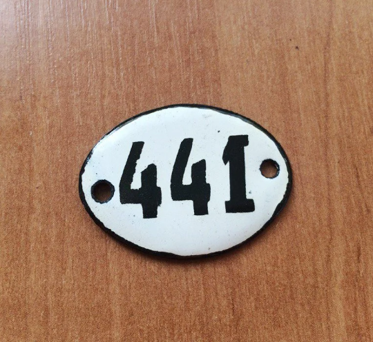 apt number sign 441 address door plate vintage