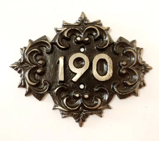 cast iron soviet address sign 190 plaque vintage