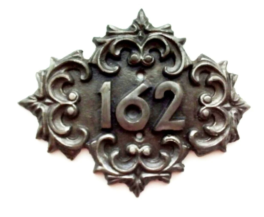 address sign 162 door number plaque cast iron
