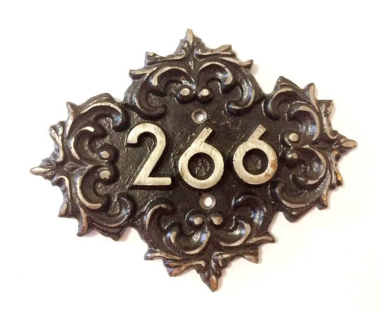 266 address number sign plaque vintage
