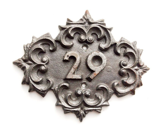 29 address door number plaque cast iron vintage