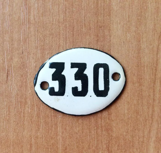 330 apartment door number sign vintage