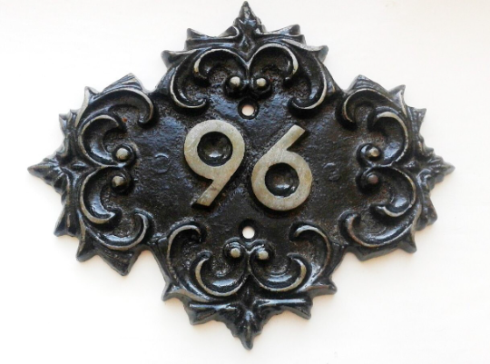 address sign 96 cast iron flat door plaque vintage