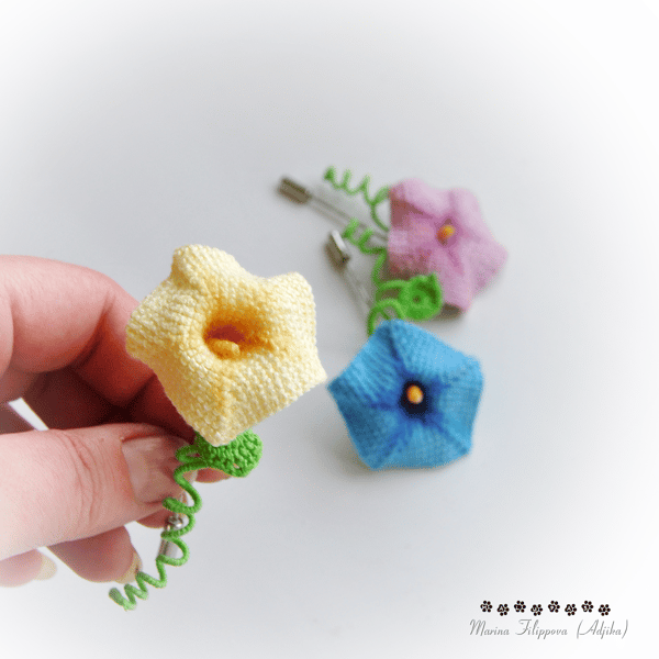 Bindweed flower Crochet Pattern, flower brooch pattern, minimalist brooch, realistic flower crochet pattern, tutorial 2.JPG
