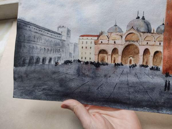 2 Piazza San Marco Painting Watercolor Art Cityscape 8 by 11.jpg