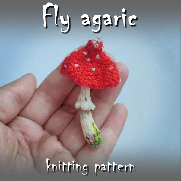 Fly agaric Knitting Pattern, toadstool, grebe, fungus, amanita, dabchick, fairy-mushroom, blewits knitting brooch guide 1.jpg