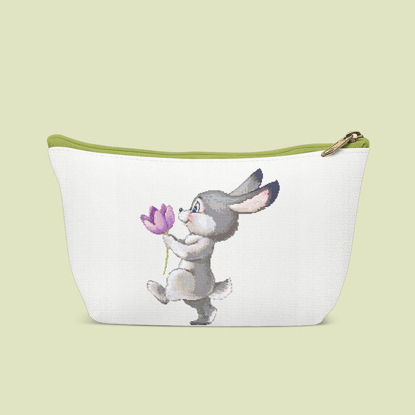 8 Funny Bunny with spring tulip cross stitch pattern cross stitch chart for home decor and gift.jpg
