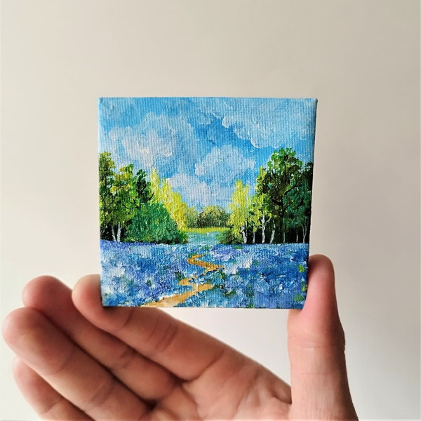 Mini canvas landscape painting acrylic small wall decor - Inspire Uplift