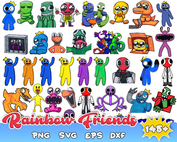 145 Rainbow friends SVG, Rainbow friends PNG, Sublimation, Transfer,  Digital download, Vector illustration