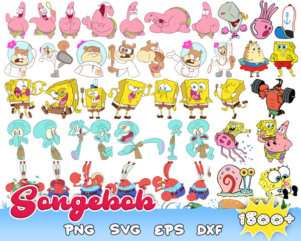 1500 Spongebob svg layered, spongebob png, spongebob clipart, spongebob face svg, SVG for cricut, Instant Download.jpg